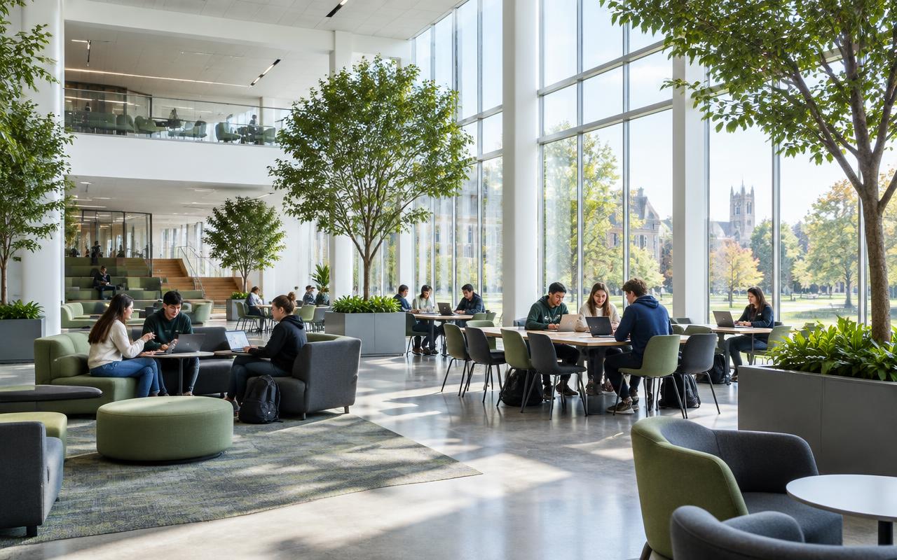 University learning commons with collaborative study spaces